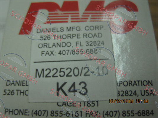 Dmc Daniels Manufacturing Corporation-K43 price
