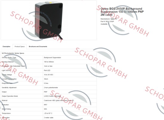 Optex-BGS-2V50P price