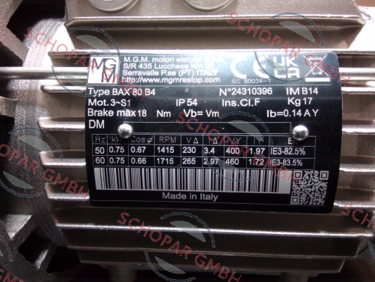M.G.M MOTORI-BAX 80 B4 kw 0,75  poles 4 price