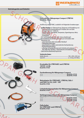 WEITKOWITZ-91430/Hydraulische Akkupumpe CP700 (mit Display) - ersetzt 91423 price