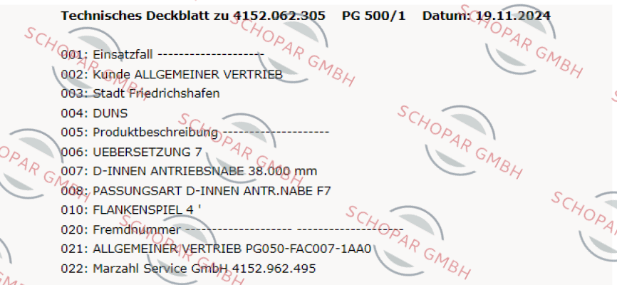 ZF Friedrichshafen-4152.062.305:000 / PG 500/1 price