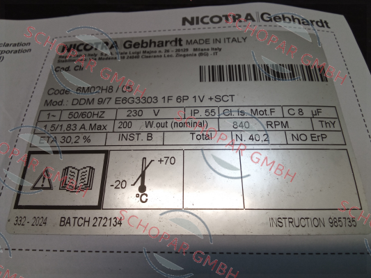 RPM - Motori elettrici-6M02H8    DDM 9/7 E6G3303 1F 6P 1V +SCT price
