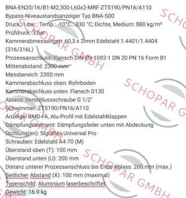 Ksr Kuebler-BNA-EN20/16/B1-M2,300-L60x2-MRF-ZTS190/PN16/A110 price
