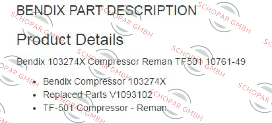 Bendix-103274X  price