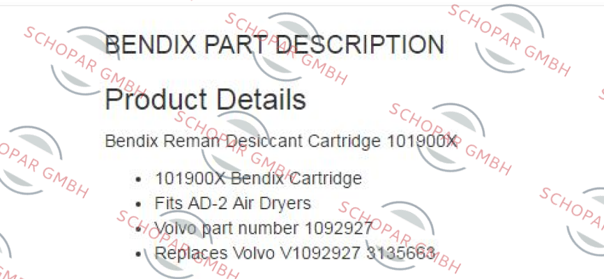 Bendix-101900X  price