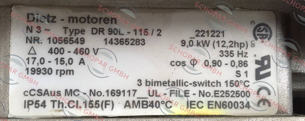 Dietz-Motoren-DR 90L-115/2 NR.1056549 14365283   oem price