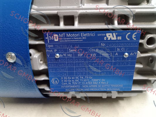 Motori Elettrici-MT-TN 71b 4p 0.37Kw 230/400V.50Hz B14-8f IP55 cl.F IE2 price