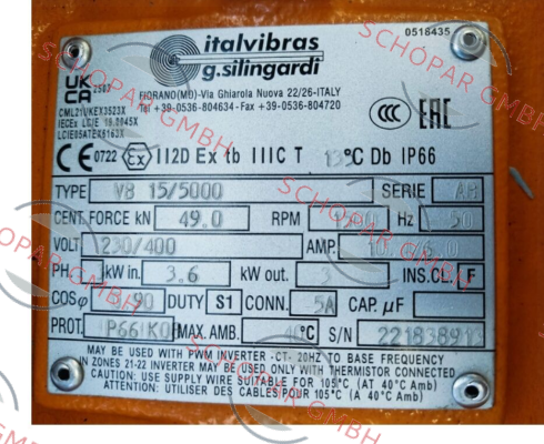 Italvibras-VB 15/5000, 230/400 V, 50 Hz, 1500 1/min price