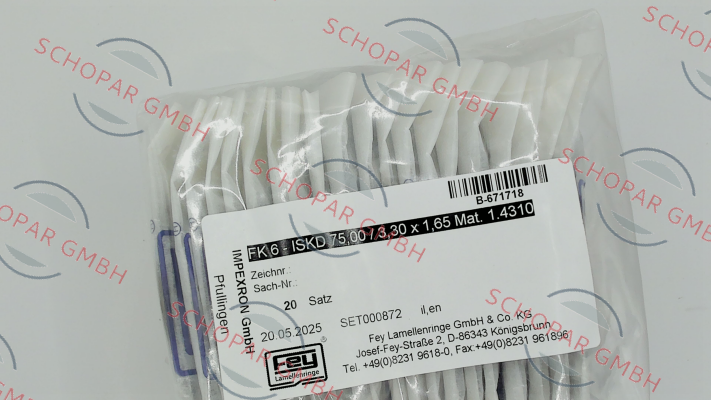 Fey-FK 6 - ISKD 75,00 / 3,30 x 1,65 Mat. 1.4310 price