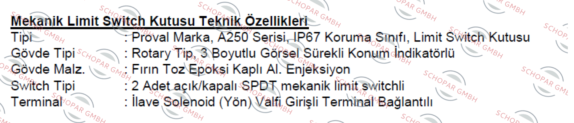 Proval-Model A250  price