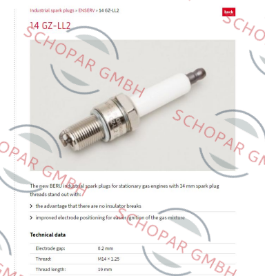 Beru-14GZ-LL-2 (EA = 0,2 mm) price