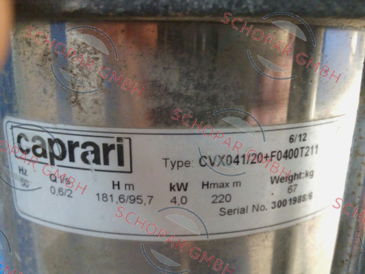 CAPRARI-CVX041/20+F0400T211 obsolete, replacement CVX051/20+E0300T212-V  price