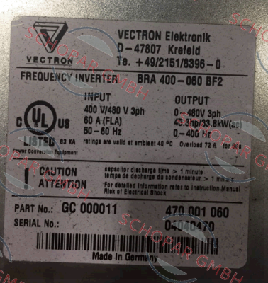 Vectron-BRA 400-060 BF2  OEM price