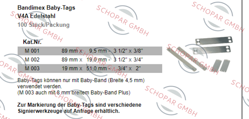 Bandimex-Bandimex Baby-Tags (V4A, 89 x 19mm)  price