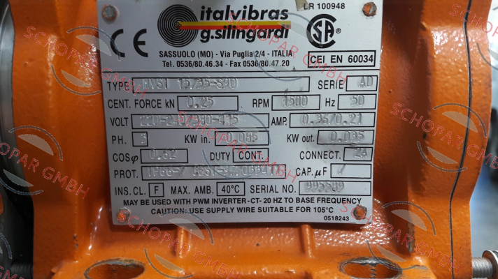 Italvibras-MVSI 15/35-S90, 1500 RPM, SERIA AD OBSOLETE- REPLACED BY MVSI 15/35-S02  price
