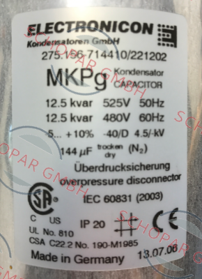 Electronicon-MKPg 275.156-714410221202  price