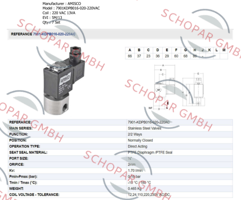 Amisco-7901KDPB016-020-220VAC  price