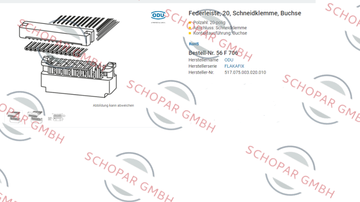 Odu-517.075.003.020.010 (1 box = 60 pcs)  price