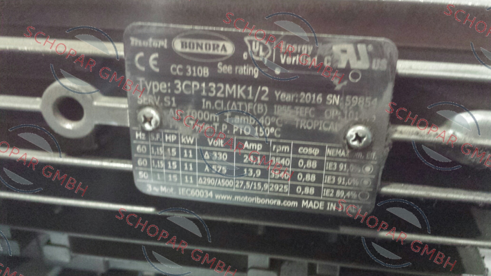Bonora-3CP132MK1/2 (OEM for FPZ) - obsolete, replaced by - GR.132 - 15 HP 330/575-60 UR PREMIUM  (Art. 4051+0107) price