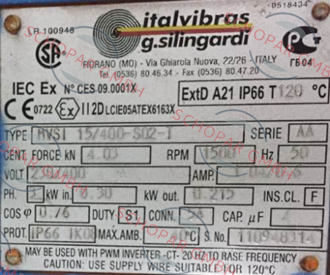 Italvibras-MVSI 15/400T-S02 price
