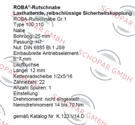 Mayr-P/N: 0000768-2 Type: 100.110 ROBA-Rutschnabe Gr. 1 mit Standardkettenrad  price