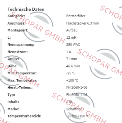 Schaffner-FN2060-1-06 price