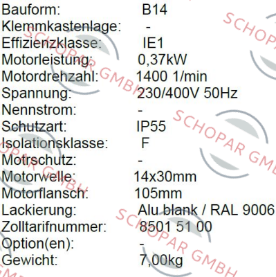Elvem-MOT. ELVEM KW0,37 HP0,5 4P PAM71B B14 IE1 price