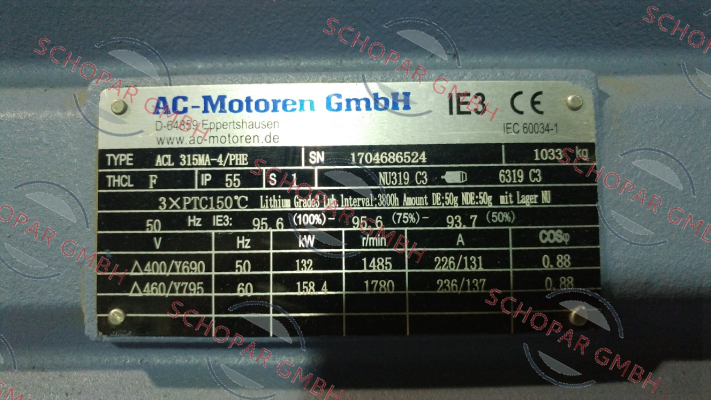 AC Motoren-ACL 315 MA 4/PHE  price