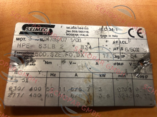Seimec (Rossi)-24789/07 1/08 replacement  Cod.RC00009101  price