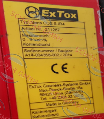 ExTox Gasmess-Systeme-SENS CO2-5-IR4 obsolete, replacement Sens CO2-5-IR2  price