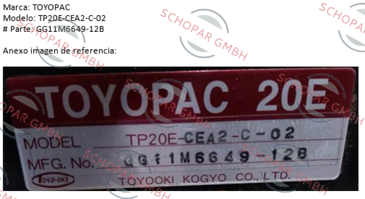 JTEKT FLUID POWER SYSTEMS CORPORATION (ex. Toyooki)-TP20E-CEA2-C-02 replaced by TP20E-CEA2-C-03 price