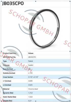 Kaydon-JB 035 CPO price