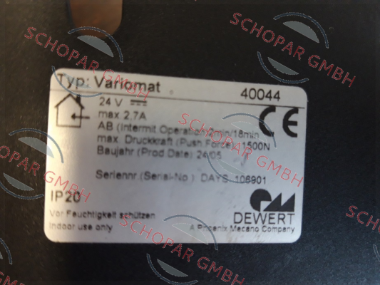 DEWERT-Variomat 40044 price