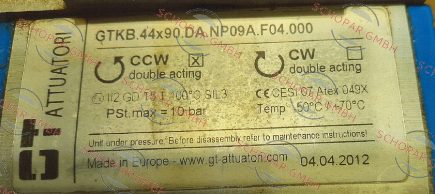 GT Attuatori-GTKB.44x90.DA.NP09A.F04.000 price