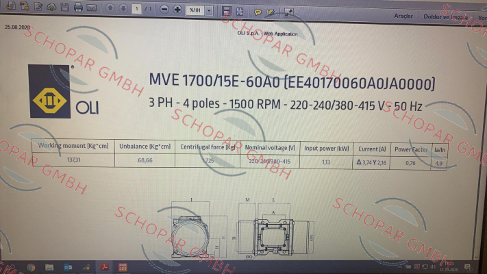 Oli-MVE 1700/15E-60A0 price