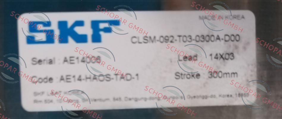 Skf-CLSM-092-T03-0300A-D00 (SK Z010115) price