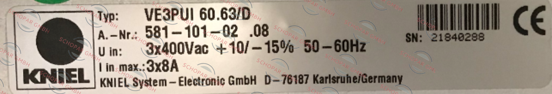 Kniel-P/N:581-101-02; Type:VE3PUI 60.63/D price