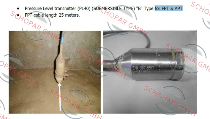 HANLA LEVEL-PL40 / (SUBMERSIBLE TYPE)) "B" Type for FPT  price