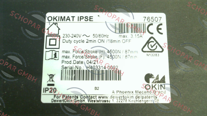 Okin-P/N:76507; Type:OM2/IPSE/BK/87-87/230-240 price