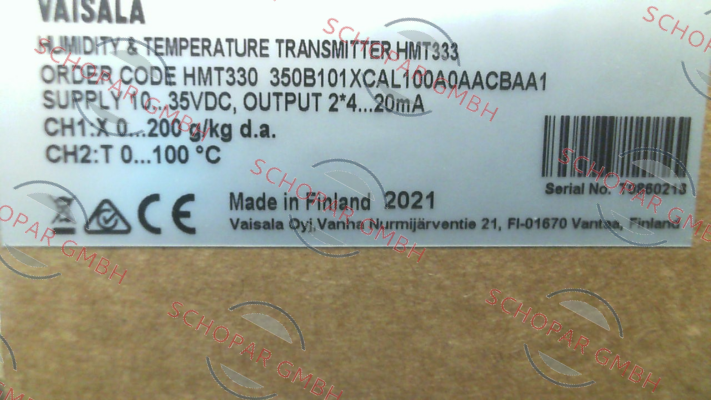 Vaisala-HMT330 350B101XCAL100A0AACBAA1 price