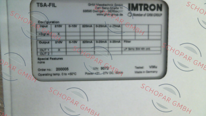 Imtron-501542 - TSA-FIL1-V1-5K-BW-V1 price