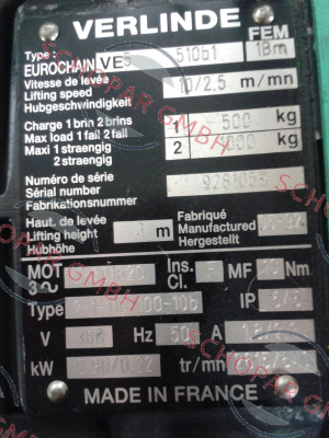 Verlinde-(0703C) Eurochain VE5 510b1 / 5x15 H80C  price