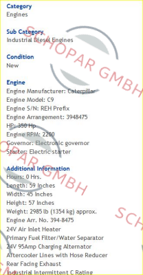 Caterpillar-C9 – 350HP  price
