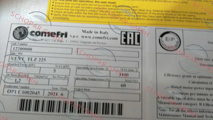 Comefri-TLZ 225 A price