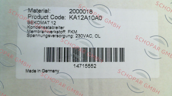 Beko-P/N: 2000018, Type: BEKOMAT 12 price