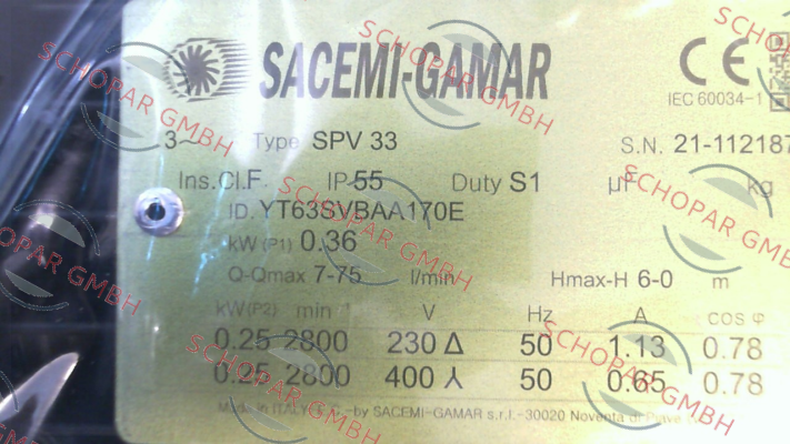 Sacemi-SPV 33-TRI (SPV 33 170T) price