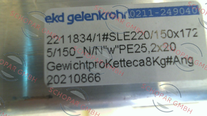 Ekd Gelenkrohr-SLE 220 /150 x 1725 / 150-N/N "w" price