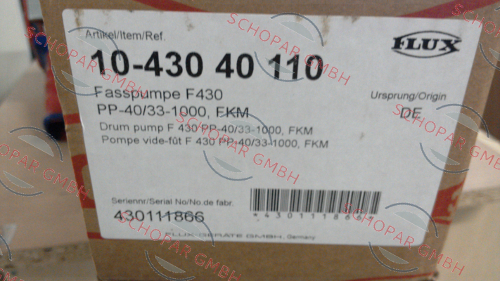 Flux (Sondermann)-P/N: 10-458 40 610, Type: F430 PP-40/33-1000, FKM price