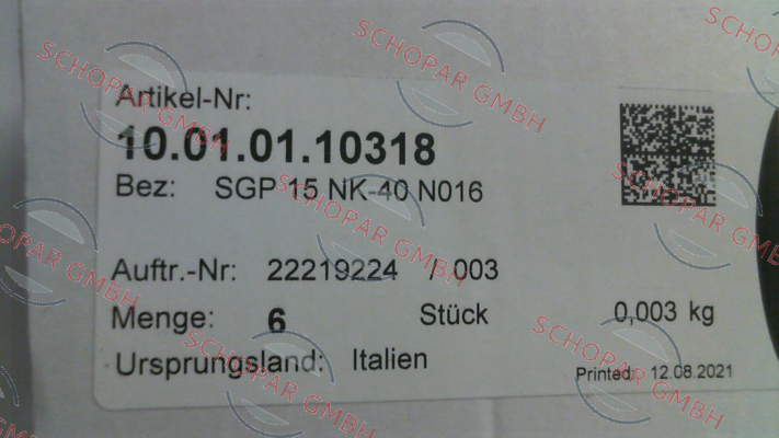 Schmalz-10.01.01.10318 / SGP 15 NK-40 N016 price