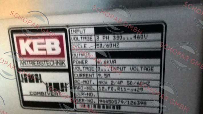 LAIPPLE KEB-12.F0.R11-3429 obsolete, replacement 12F5C1B-350A  price